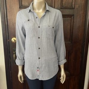 SPLIT Blue Button-Up Shirt, Size S